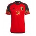 Camisa de Futebol Bélgica Dries Mertens #14 Equipamento Principal Mundo 2022 Manga Curta
